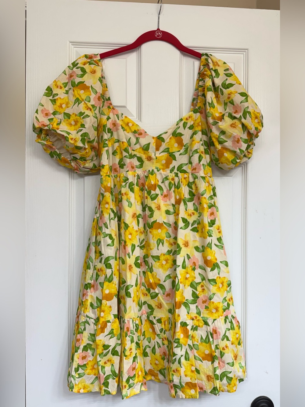 Red Dress Boutique Yellow Floral Puff Sleeve Mini Dress